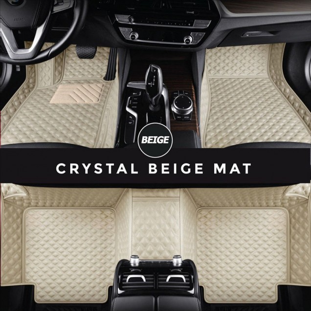 Beige Crystal Elite Luxury Leather Hybrid Car Floor Mats