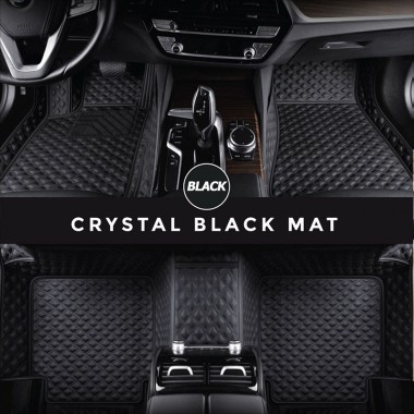 Black Crystal Elite Luxury Leather Hybrid Car Floor Mats