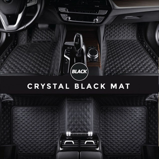 Black Crystal Elite Luxury Leather Hybrid Car Floor Mats