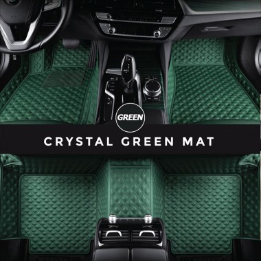 Green Crystal Elite Luxury Leather Hybrid Car Floor Mats