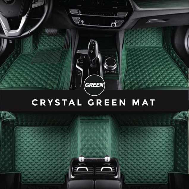 Green Crystal Elite Luxury Leather Hybrid Car Floor Mats