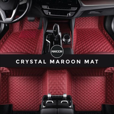 Maroon Crystal Elite Luxury Leather Hybrid Car Floor Mats