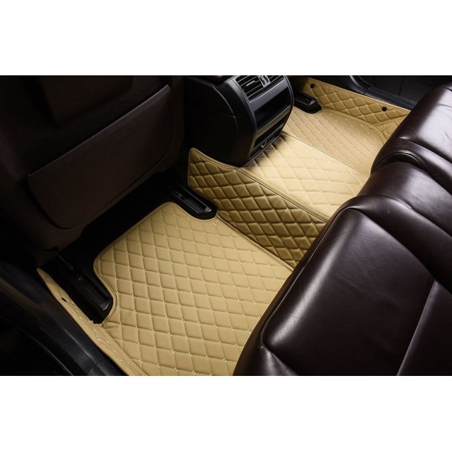 Beige Luxury Leather Diamond Car Floor Mats Beige Luxury Leather Diamond Car Floor Mats