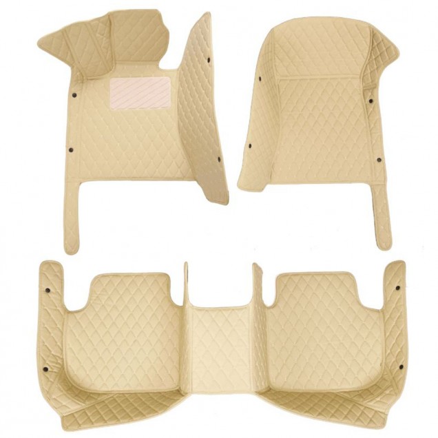 Beige Luxury Leather Diamond Car Floor Mats Beige Luxury Leather Diamond Car Floor Mats