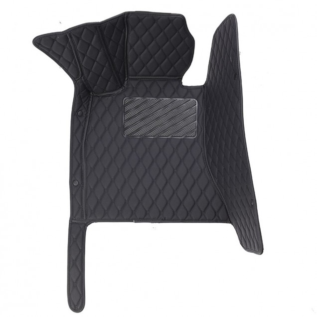 Black and Black Stitching Luxury Leather Diamond Car Floor Mats Black and Black Stitching Luxury Leather Diamond Car Floor Mats