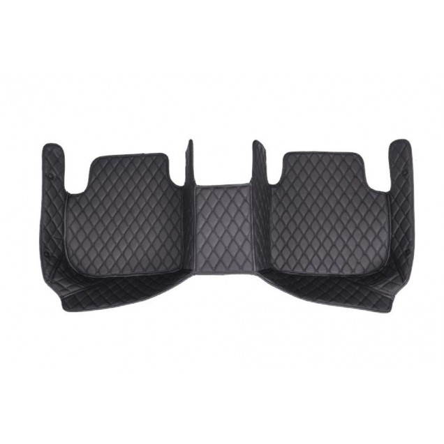 Black and Black Stitching Luxury Leather Diamond Car Floor Mats Black and Black Stitching Luxury Leather Diamond Car Floor Mats