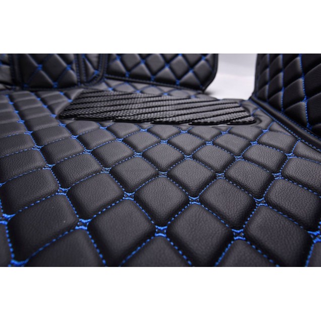 Black and Blue Stitching Luxury Leather Diamond Car Floor Mats Black and Blue Stitching Luxury Leather Diamond Car Floor Mats