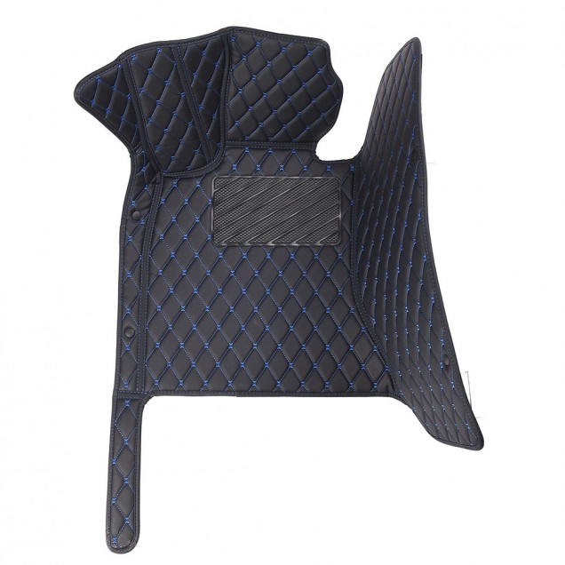 Black and Blue Stitching Luxury Leather Diamond Car Floor Mats Black and Blue Stitching Luxury Leather Diamond Car Floor Mats