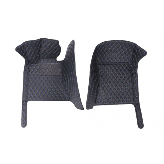 Black and Blue Stitching Luxury Leather Diamond Car Floor Mats Black and Blue Stitching Luxury Leather Diamond Car Floor Mats