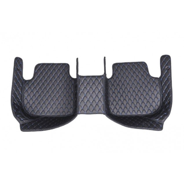 Black and Blue Stitching Luxury Leather Diamond Car Floor Mats Black and Blue Stitching Luxury Leather Diamond Car Floor Mats