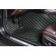 Black and Green Stitching Luxury Leather Diamond Car Floor Mats Black and Green Stitching Luxury Leather Diamond Car Floor Mats