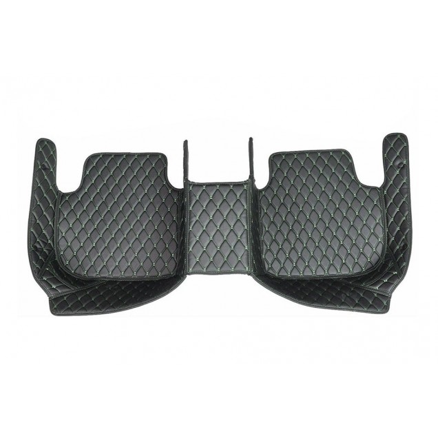 Black and Green Stitching Luxury Leather Diamond Car Floor Mats Black and Green Stitching Luxury Leather Diamond Car Floor Mats