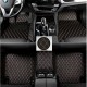 Black and Orange Stitching Luxury Leather Diamond Car Floor Mats Black and Orange Stitching Luxury Leather Diamond Car Floor Mats