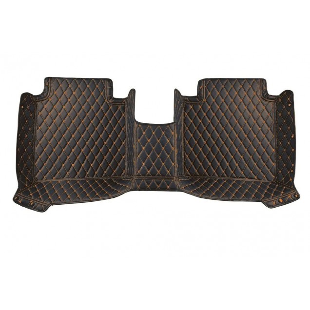 Black and Orange Stitching Luxury Leather Diamond Car Floor Mats Black and Orange Stitching Luxury Leather Diamond Car Floor Mats
