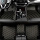 Black and Yellow Stitching Luxury Leather Diamond Car Floor Mats Black and Yellow Stitching Luxury Leather Diamond Car Floor Mats