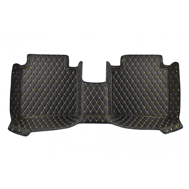 Black and Yellow Stitching Luxury Leather Diamond Car Floor Mats Black and Yellow Stitching Luxury Leather Diamond Car Floor Mats