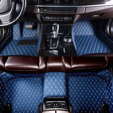 Blue Luxury Leather Diamond Car Floor Mats