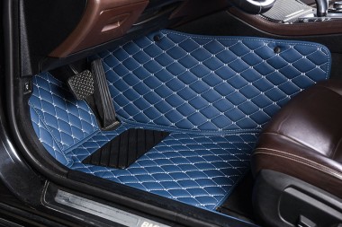 Blue Diamond Stitching Luxury Leather Car Floor Mats