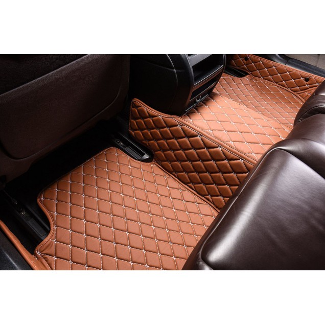 Brown Luxury Leather Diamond Car Floor Mats Brown Luxury Leather Diamond Car Floor Mats
