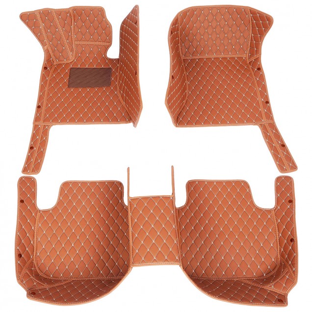 Brown Luxury Leather Diamond Car Floor Mats Brown Luxury Leather Diamond Car Floor Mats
