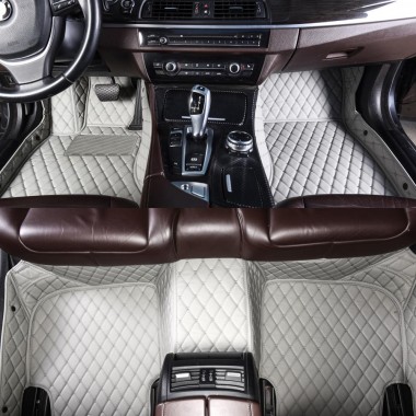 Grey Luxury Leather Diamond Car Floor Mats