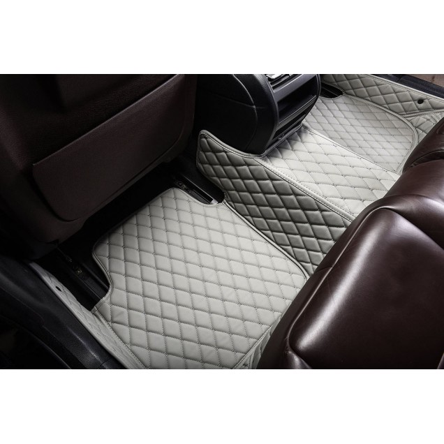 Grey Luxury Leather Diamond Car Floor Mats