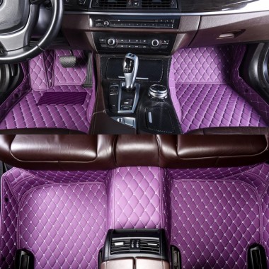 Purple Luxury Leather Diamond Car Floor Mats