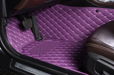 Purple Diamond Stitching Luxury Leather Car Floor Mats