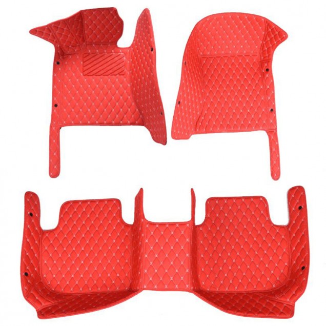Red Luxury Leather Diamond Car Floor Mats Red Luxury Leather Diamond Car Floor Mats