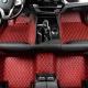 Wine Red Luxury Leather Diamond Car Floor Mats Wine Red Luxury Leather Diamond Car Floor Mats
