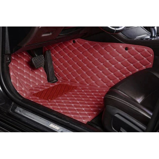 Wine Red Luxury Leather Diamond Car Floor Mats Wine Red Luxury Leather Diamond Car Floor Mats