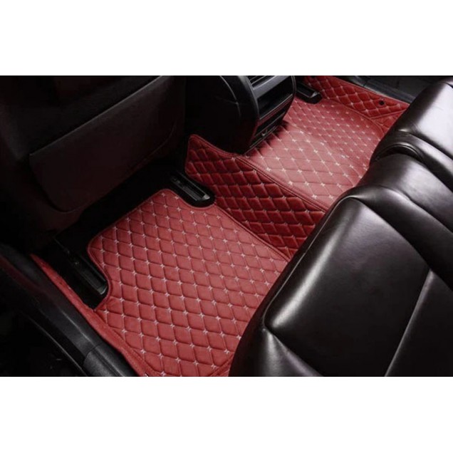 Wine Red Luxury Leather Diamond Car Floor Mats Wine Red Luxury Leather Diamond Car Floor Mats