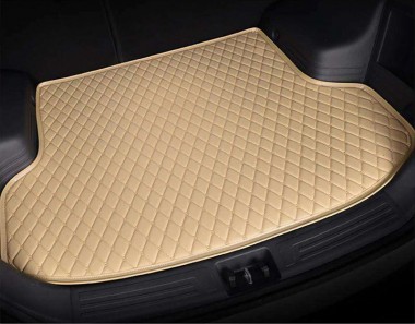 Beige Luxury Leather Diamond Stitching Trunk Base Mats