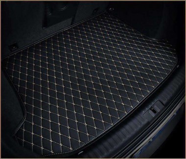 Black and Beige Diamond Stitching Luxury Leather Trunk Base Mats