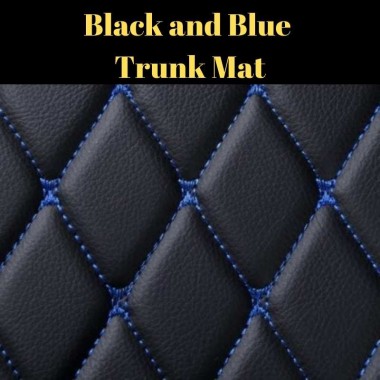 Black and Blue Diamond Stitching Luxury Leather Trunk Base Mats