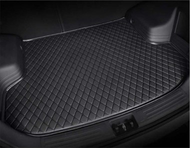 Black and Black Diamond Stitching Luxury Leather Trunk Base Mats