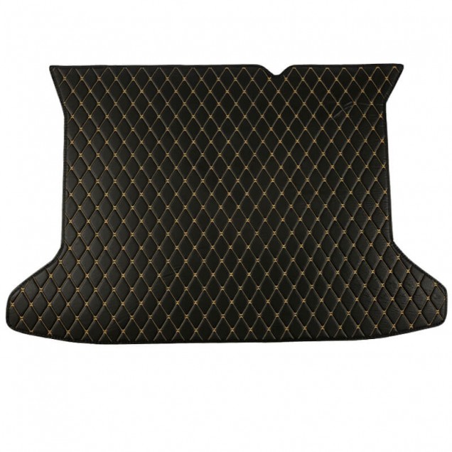 Black and Yellow Stitching Luxury Leather Diamond Trunk Base Mats