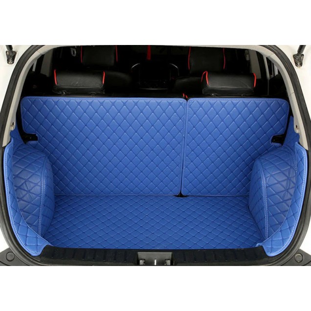 Blue Full Cover Luxury Leather Diamond Trunk Car Mats Blue Full Cover Luxury Leather Diamond Trunk Car Mats