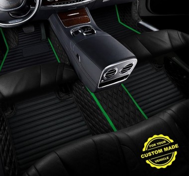 Lime Green Hybrid Line Series Premium Car Floor Mats