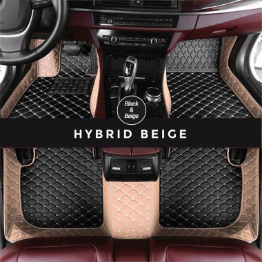 Black and Beige Hybrid Mode Premium Diamond Car Floor Mats