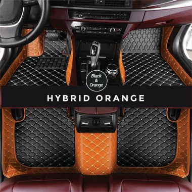 Black and Orange Hybrid Mode Premium Diamond Car Floor Mats