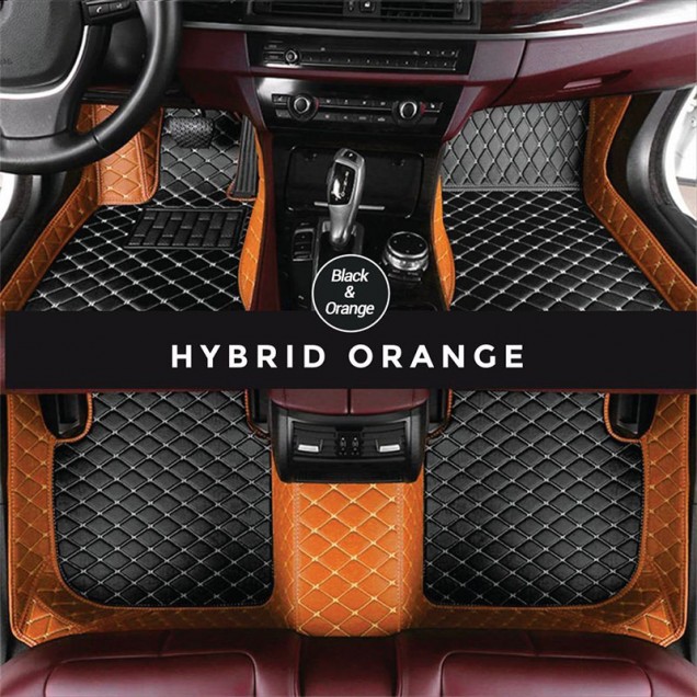 Black and Orange Hybrid Mode Premium Diamond Car Floor Mats Black and Orange Hybrid Mode Premium Diamond Car Floor Mats