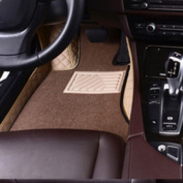 Beige and Brown Double Layer Premium Diamond Stitching Car Floor Mats Beige and Brown Double Layer Premium Diamond Stitching Car Floor Mats