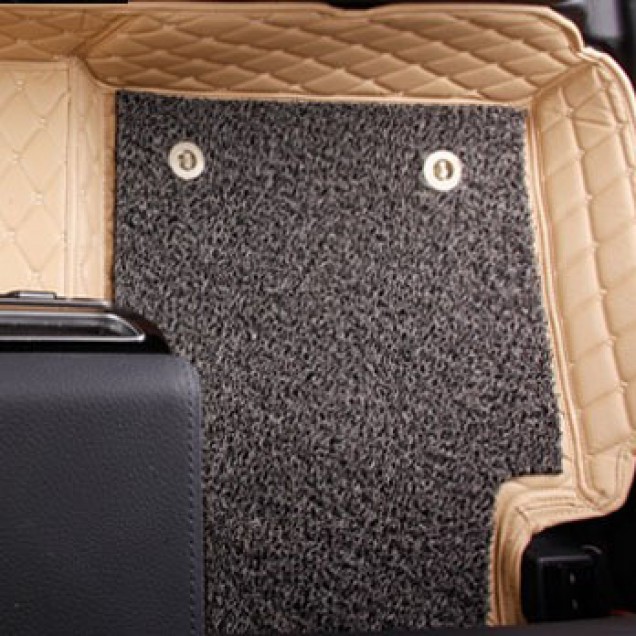 Beige and Grey Double Layer Premium Diamond Stitching Car Floor Mats Beige and Grey Double Layer Premium Diamond Stitching Car Floor Mats