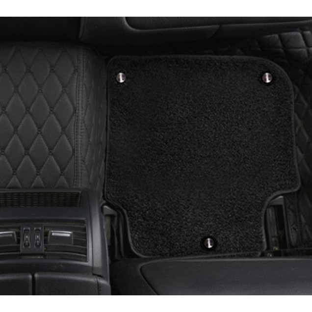 Black and Black Double Layer Premium Diamond Stitching Car Floor Mats