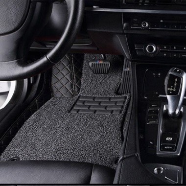 Black and Grey Double Layer Premium Diamond Stitching Car Floor Mats