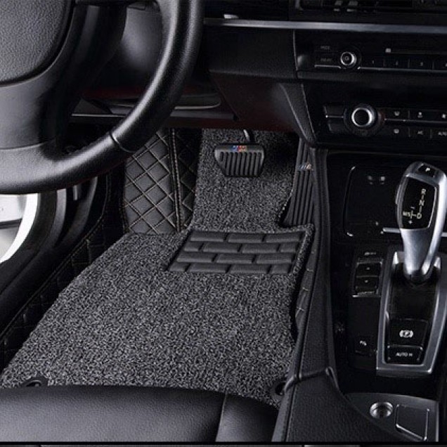 Black and Grey Double Layer Premium Diamond Stitching Car Floor Mats Black and Grey Double Layer Premium Diamond Stitching Car Floor Mats