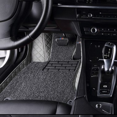 Grey and Grey Double Layer Premium Diamond Stitching Car Floor Mats