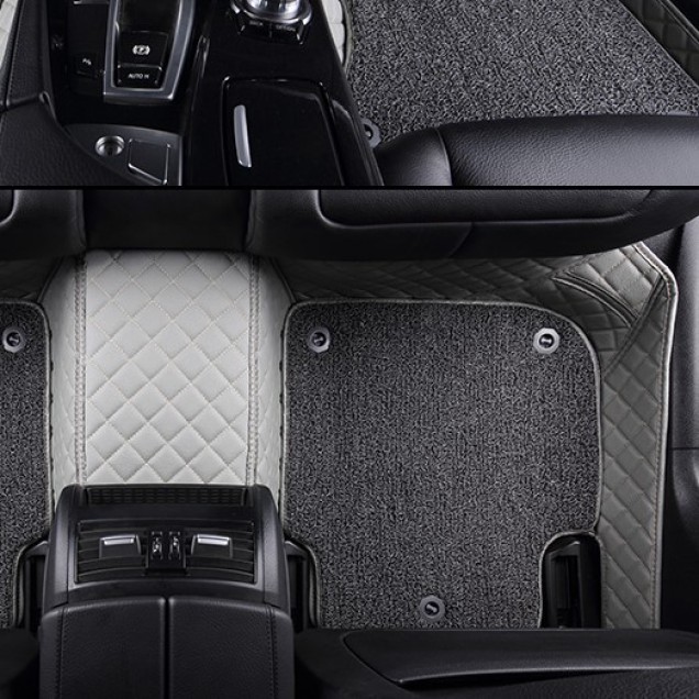 Grey and Grey Double Layer Premium Diamond Stitching Car Floor Mats Grey and Grey Double Layer Premium Diamond Stitching Car Floor Mats