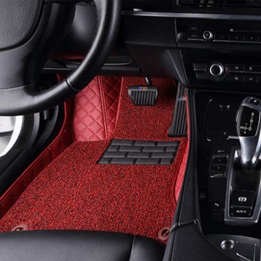 Red and Red Double Layer Premium Diamond Stitching Car Floor Mats